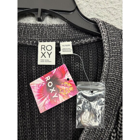 Roxy Women's Phantom Gray Cropped Button-Front Knit Cardigan Sweater XL NWT's - Picture 6 of 8